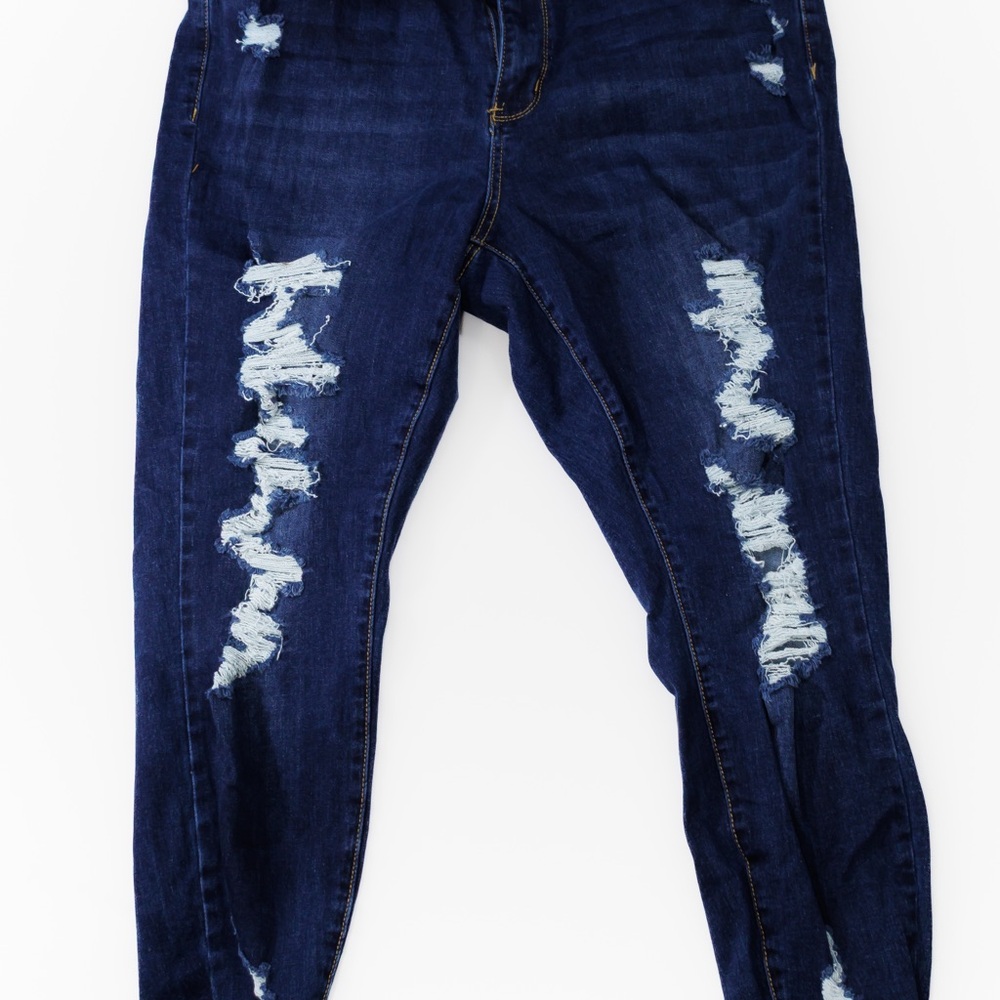 Rue21 Dark Blue Distressed Skinny Jeans